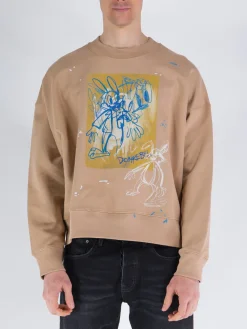 DOMREBEL Felpe<FELPA GIROCOLLO PARANOID Bianco, Blu, Giallo, Marrone