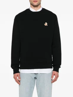 MAISON KITSUNE Felpe<FELPA GIROCOLLO SPEEDY FOX PATCH Nero