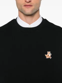 MAISON KITSUNE Felpe<FELPA GIROCOLLO SPEEDY FOX PATCH Nero