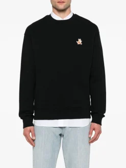 MAISON KITSUNE Felpe<FELPA GIROCOLLO SPEEDY FOX PATCH Nero
