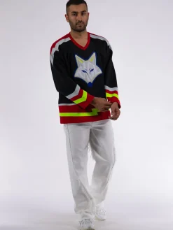 MEMBERS OF THE RAGE Felpe<FELPA HOCKEY FOX Bianco, Nero, Rosso, Lime