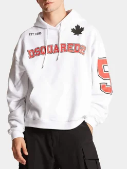 DSQUARED Felpe<FELPA HOODIE Bianco, Rosso