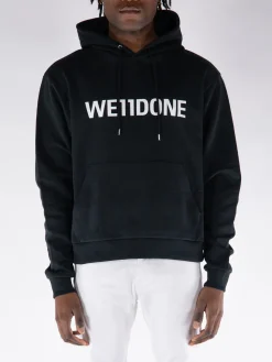 WE11DONE Felpe<FELPA HOODIE BASIC LOGO FITTED Bianco, Nero
