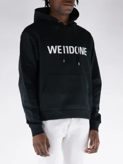 WE11DONE Felpe<FELPA HOODIE BASIC LOGO FITTED Bianco, Nero