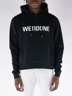 WE11DONE Felpe<FELPA HOODIE BASIC LOGO FITTED Bianco, Nero