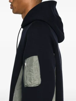 SACAI Felpe<FELPA HOODIE CON INSERTI Nero, Verde