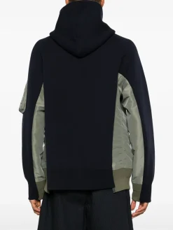 SACAI Felpe<FELPA HOODIE CON INSERTI Nero, Verde
