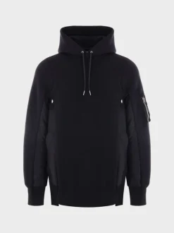 SACAI Felpe<FELPA HOODIE CON INSERTI Nero
