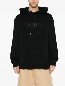 LANVIN Felpe<FELPA HOODIE CON LOGO Nero