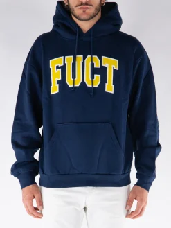 FUCT. Felpe<FELPA HOODIE CON LOGO STAMPATO Blu, Giallo