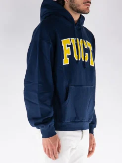 FUCT. Felpe<FELPA HOODIE CON LOGO STAMPATO Blu, Giallo