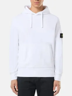 STONE ISLAND Felpe<FELPA HOODIE CON PATCH LOGO Bianco
