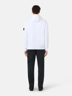 STONE ISLAND Felpe<FELPA HOODIE CON PATCH LOGO Bianco