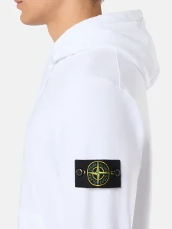 STONE ISLAND Felpe<FELPA HOODIE CON PATCH LOGO Bianco