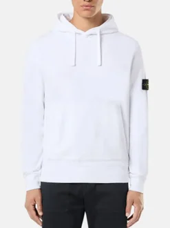 STONE ISLAND Felpe<FELPA HOODIE CON PATCH LOGO Bianco