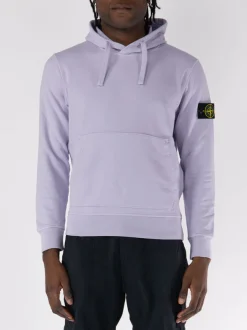 STONE ISLAND Felpe<FELPA HOODIE CON PATCH LOGO Viola