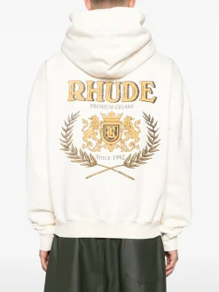 RHUDE Felpe<FELPA HOODIE CRESTA CIGAR Bianco, Giallo