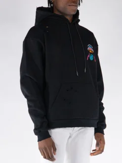 MEMBERS OF THE RAGE Felpe<FELPA HOODIE DISTRESSED Nero