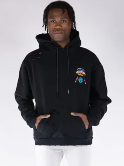 MEMBERS OF THE RAGE Felpe<FELPA HOODIE DISTRESSED Nero