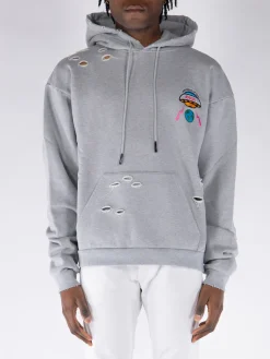 MEMBERS OF THE RAGE Felpe<FELPA HOODIE DISTRESSED Grigio