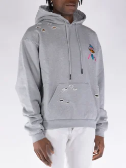 MEMBERS OF THE RAGE Felpe<FELPA HOODIE DISTRESSED Grigio