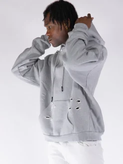 MEMBERS OF THE RAGE Felpe<FELPA HOODIE DISTRESSED Grigio