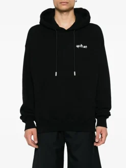 OFF-WHITE Felpe<FELPA HOODIE FLOWER ARROW SKATE Bianco, Nero