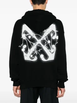 OFF-WHITE Felpe<FELPA HOODIE FLOWER ARROW SKATE Bianco, Nero