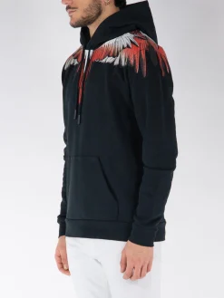 MARCELO BURLON Felpe<FELPA HOODIE ICON WINGS Bianco, Nero, Rosso