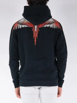 MARCELO BURLON Felpe<FELPA HOODIE ICON WINGS Bianco, Nero, Rosso