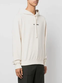JIL SANDER Felpe<FELPA HOODIE LOGO Bianco, Nero