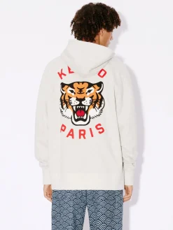 KENZO Felpe<FELPA HOODIE LUCKY TIGER OVERSIZE Bianco, Rosso