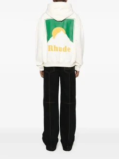 RHUDE Felpe<FELPA HOODIE MOONLIGHT Bianco, Giallo, Verde