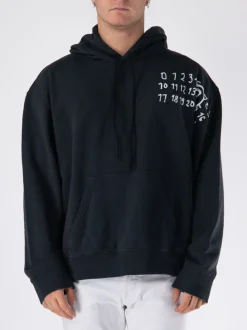 MM6 MAISON MARGIELA Felpe<FELPA HOODIE NUMBERS-MOTIF Bianco, Nero