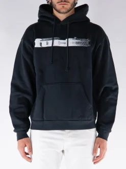 FUCT. Felpe<FELPA HOODIE OG BLURRED LOGO Bianco, Nero