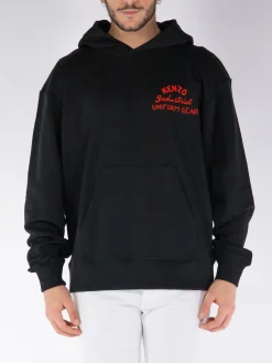 KENZO Felpe<FELPA HOODIE OVERSIZE DRAWN VARSITY Nero, Rosso
