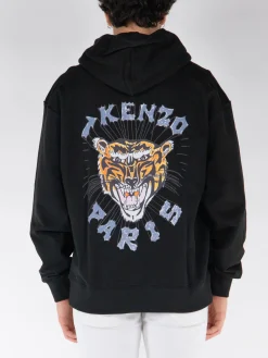KENZO Felpe<FELPA HOODIE OVERSIZE DRAWN VARSITY Nero, Rosso