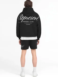 REPRESENT CLOTHING Felpe<FELPA HOODIE OWNERS CLUB SCRIPT Bianco, Nero