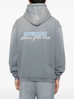 REPRESENT CLOTHING Felpe<FELPA HOODIE PATRON OF THE CLUB Azzurro, Bianco, Grigio