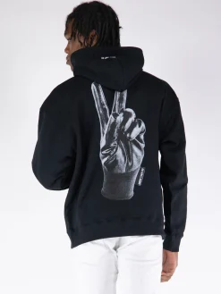 44 LABEL GROUP Felpe<FELPA HOODIE PEACE Bianco, Nero
