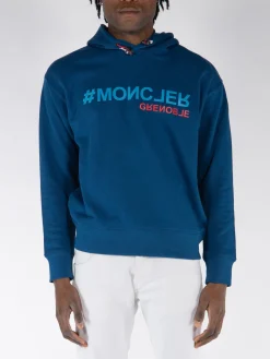 MONCLER GRENOBLE Felpe<FELPA HOODIE PRINTED LOGO Blu, Rosso