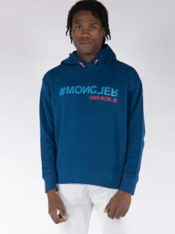 MONCLER GRENOBLE Felpe<FELPA HOODIE PRINTED LOGO Blu, Rosso