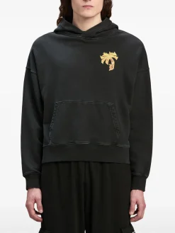 PALM ANGELS Felpe<FELPA HOODY BURNING PALM Giallo, Nero
