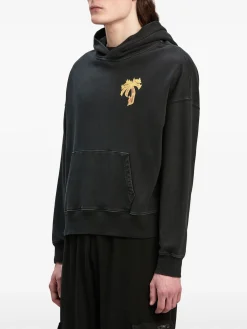 PALM ANGELS Felpe<FELPA HOODY BURNING PALM Giallo, Nero
