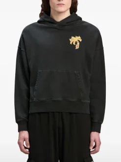 PALM ANGELS Felpe<FELPA HOODY BURNING PALM Giallo, Nero