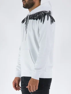 MARCELO BURLON Felpe<FELPA ICON WINGS REGULAR HOODIE Bianco, Nero