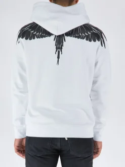 MARCELO BURLON Felpe<FELPA ICON WINGS REGULAR HOODIE Bianco, Nero