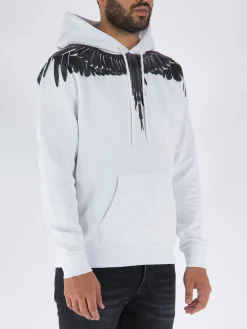 MARCELO BURLON Felpe<FELPA ICON WINGS REGULAR HOODIE Bianco, Nero