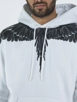 MARCELO BURLON Felpe<FELPA ICON WINGS REGULAR HOODIE Bianco, Nero
