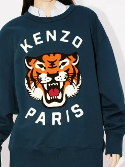 KENZO Felpe<FELPA LUCKY TIGER UNISEX Arancione, Blu